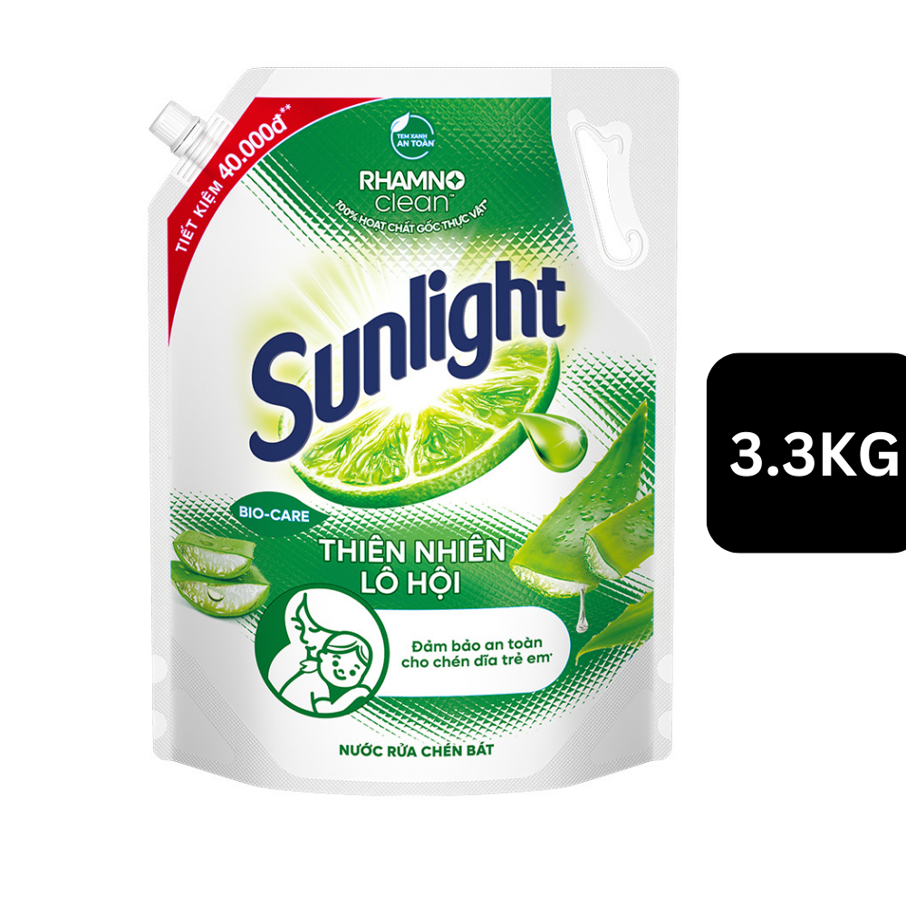 Nước rửa chén bát Sunlight thiên nhiên lô hội túi 3.4Kg